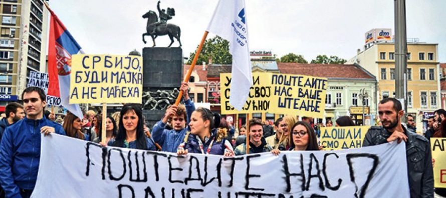 Studenti protestuju ispred Ministarstva