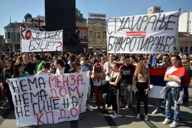 Protest studenata na Platou. Foto: Tanjug